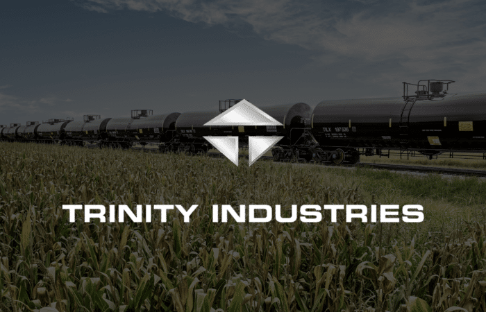 Railcar with Trinity Industries logo