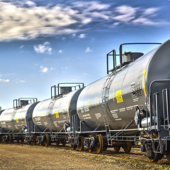 A line of tank cars