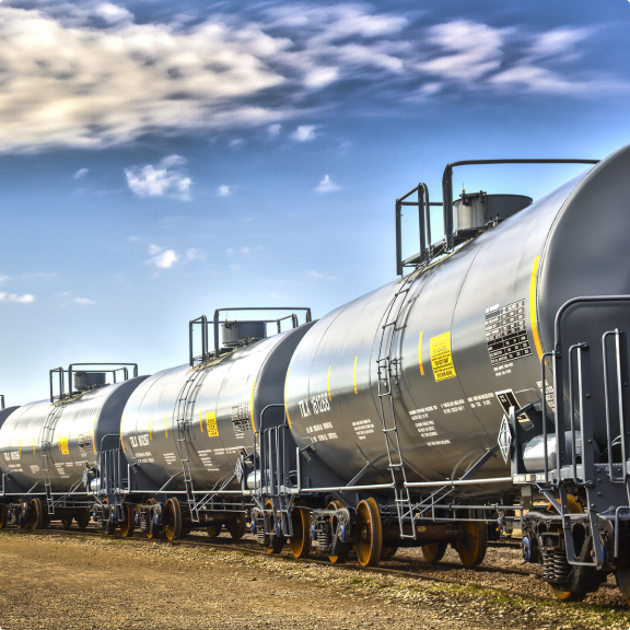 A line of tank cars