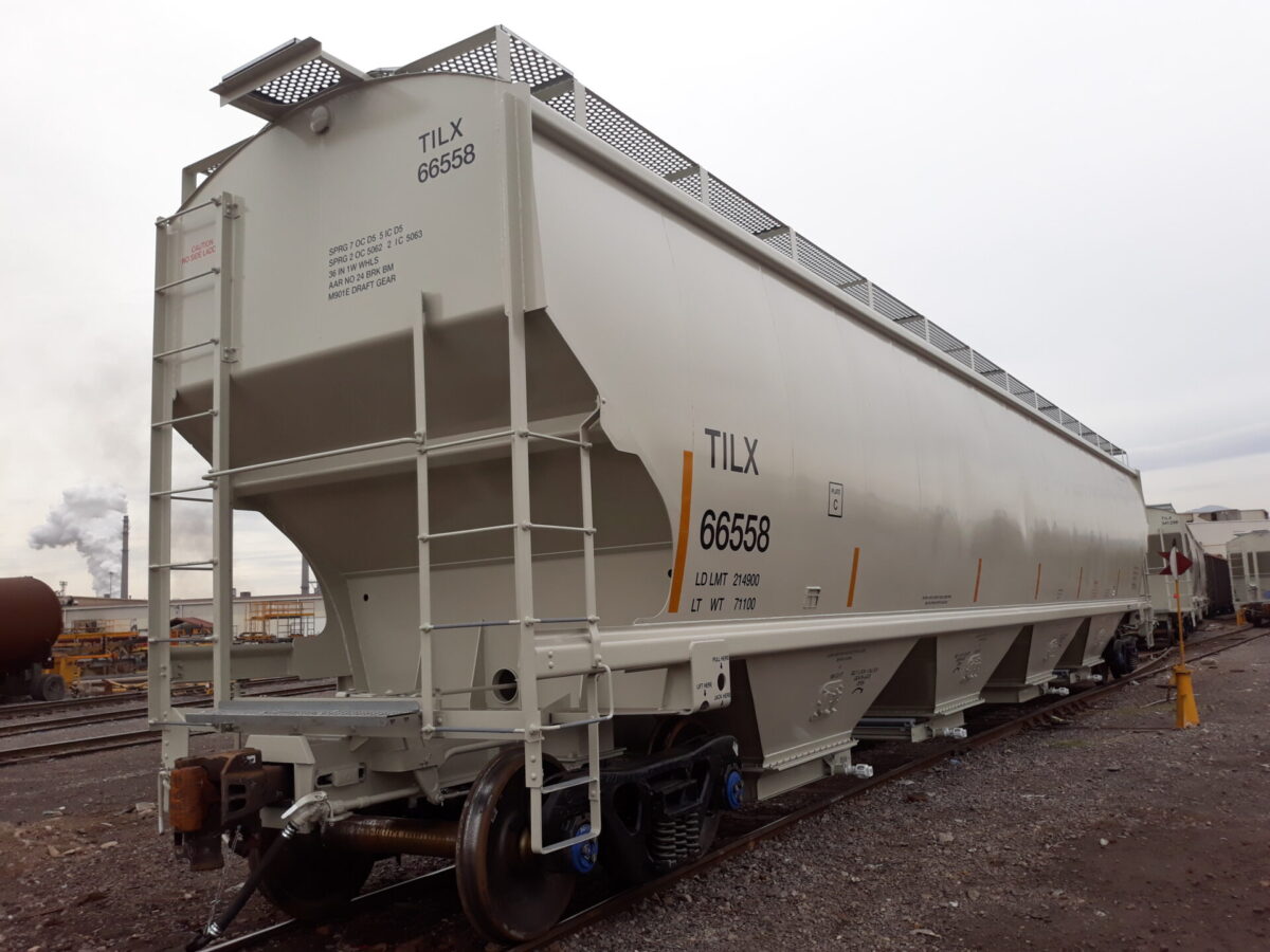 A 6,541-cubic-foot covered hopper