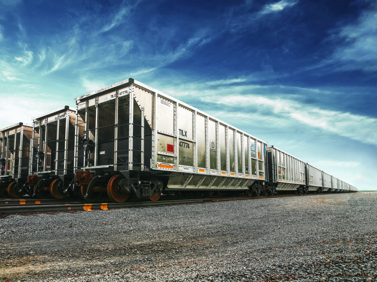 A line of open hoppers
