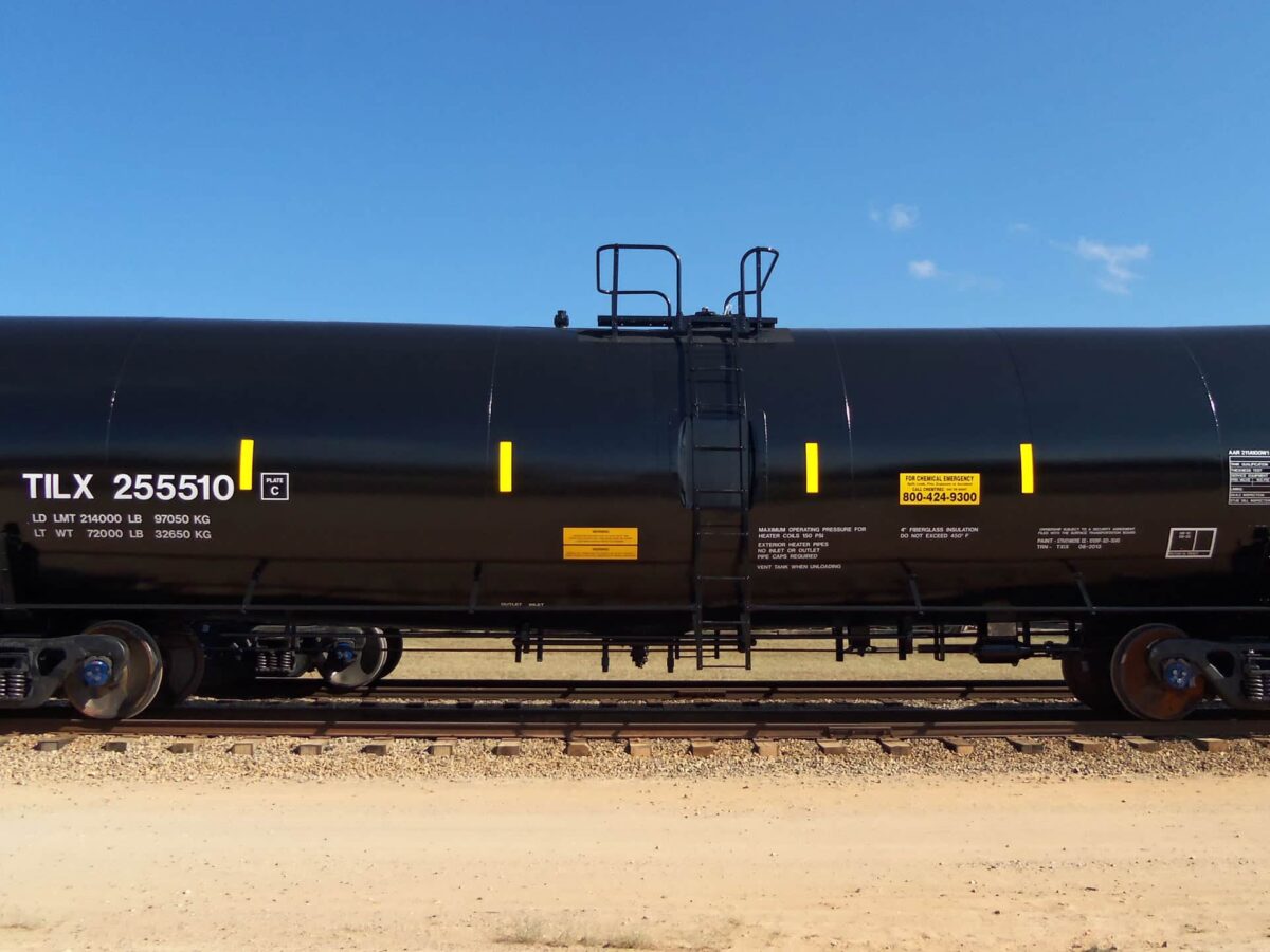 A 25,330-gallon tank car