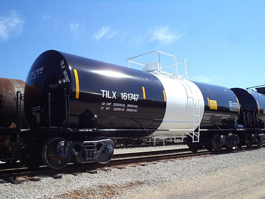 An 18,528-gallon tank car